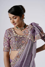 Rangoon Shimmer Saree with Scalloped Cutwork Border