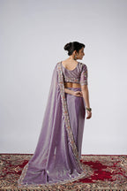 Rangoon Shimmer Saree with Scalloped Cutwork Border