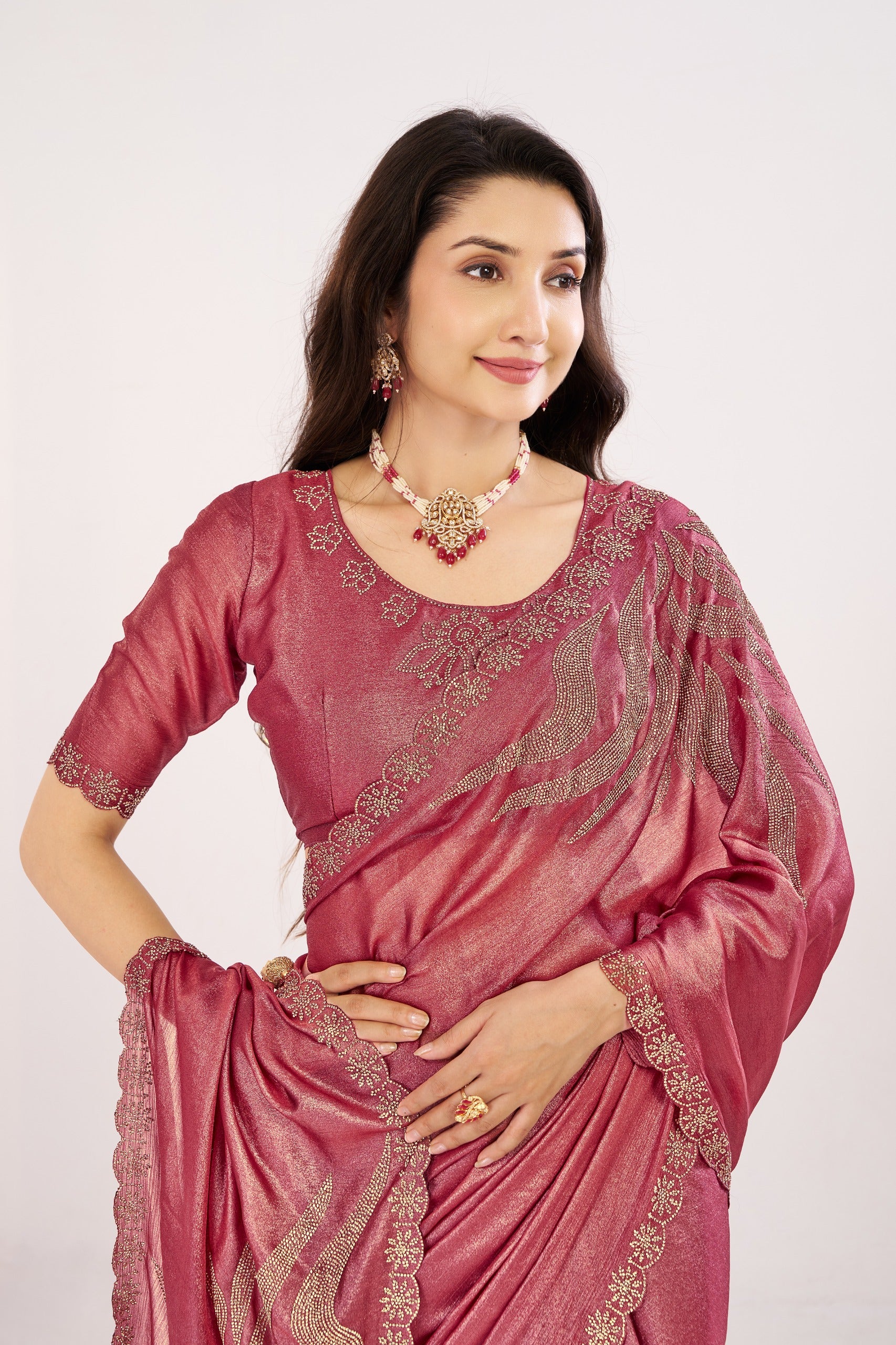 Jharokha Embroidered Shimmer Saree