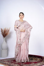 Dastaan Satin Saree with Floral Cutwork Border