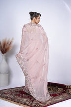 Dastaan Satin Saree with Floral Cutwork Border