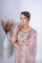 Dastaan Satin Saree with Floral Cutwork Border