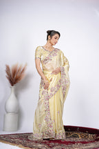 Dastaan Satin Saree with Floral Cutwork Border
