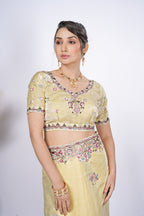 Dastaan Satin Saree with Floral Cutwork Border