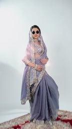 Rangoon Shimmer Saree with Scalloped Cutwork Border