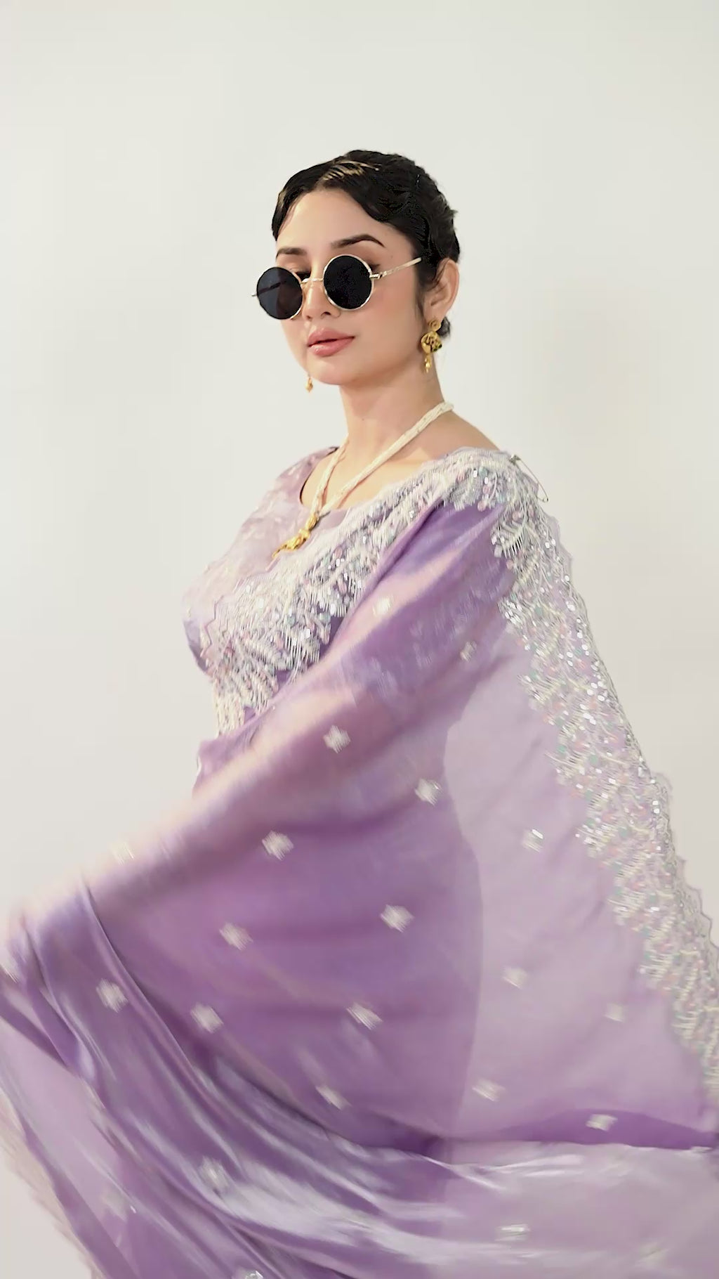 Kaju Katri Designer Satin Saree