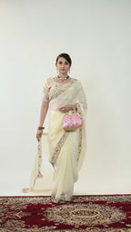 Rangoon Shimmer Saree with Scalloped Cutwork Border