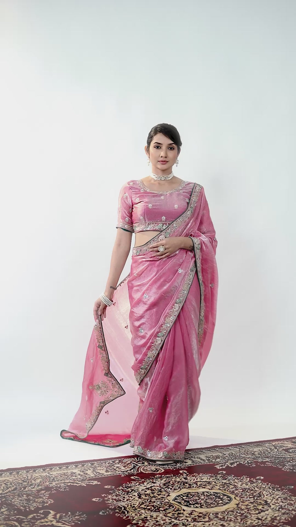 The Diwaniyat Luxe Satin Saree with Designer Border