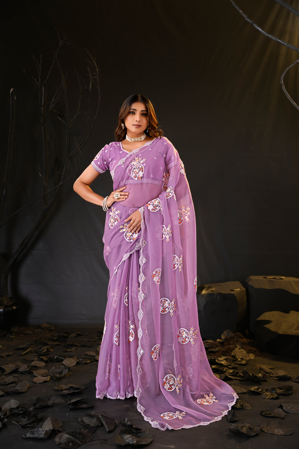 Araya — Embroidered Chiffon Saree