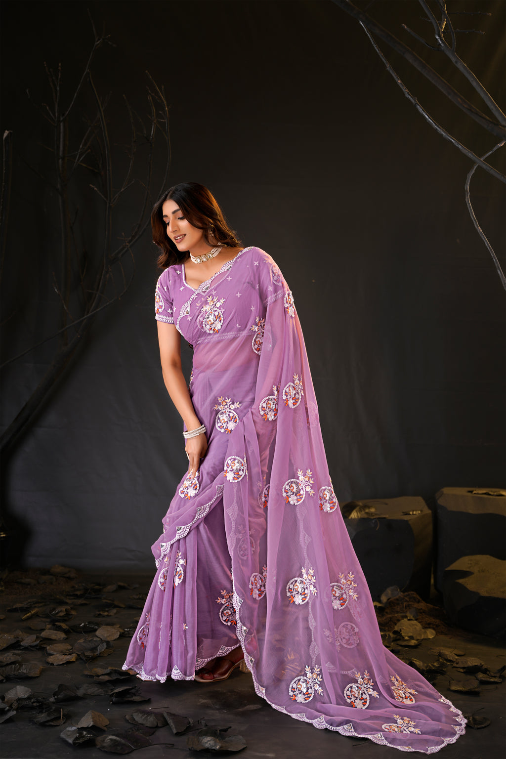 Araya — Embroidered Chiffon Saree