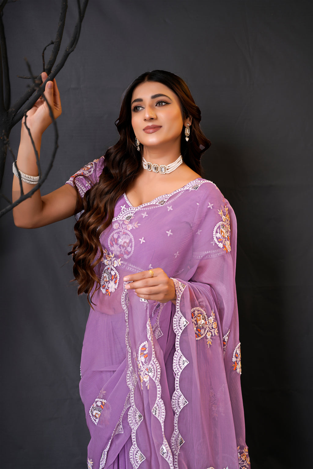 Araya — Embroidered Chiffon Saree