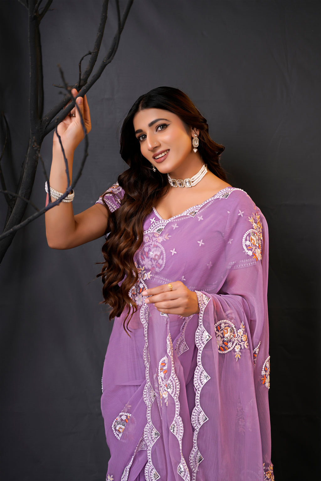 Araya — Embroidered Chiffon Saree