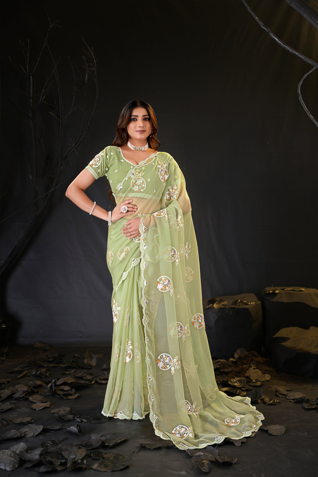 Araya — Embroidered Chiffon Saree