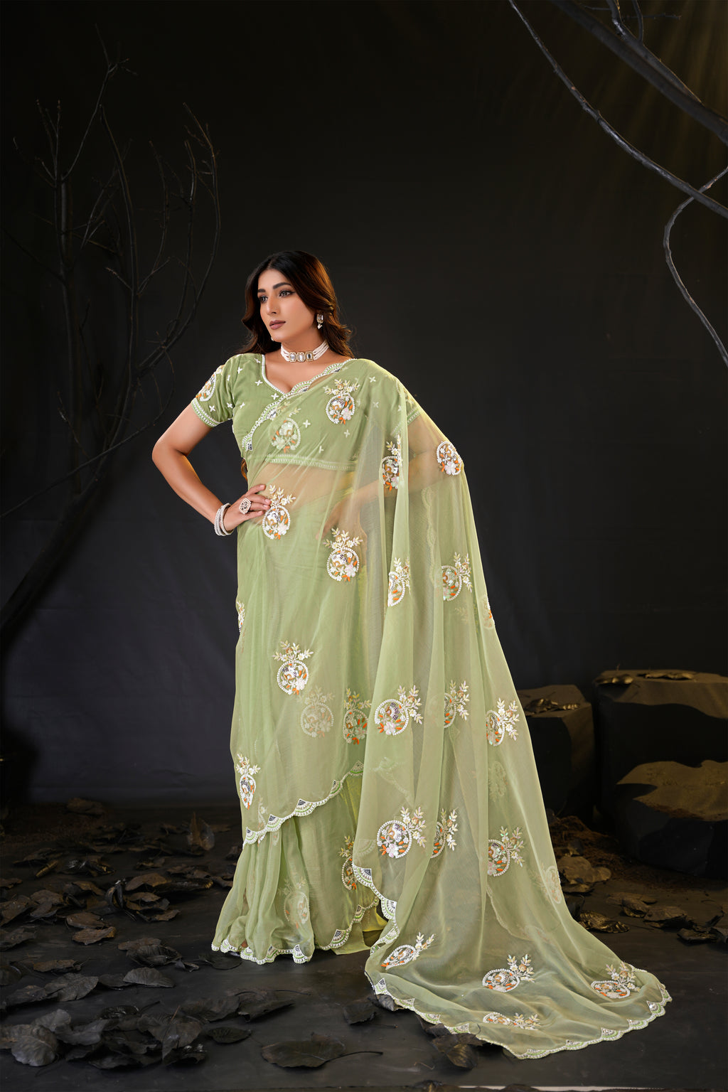 Araya — Embroidered Chiffon Saree