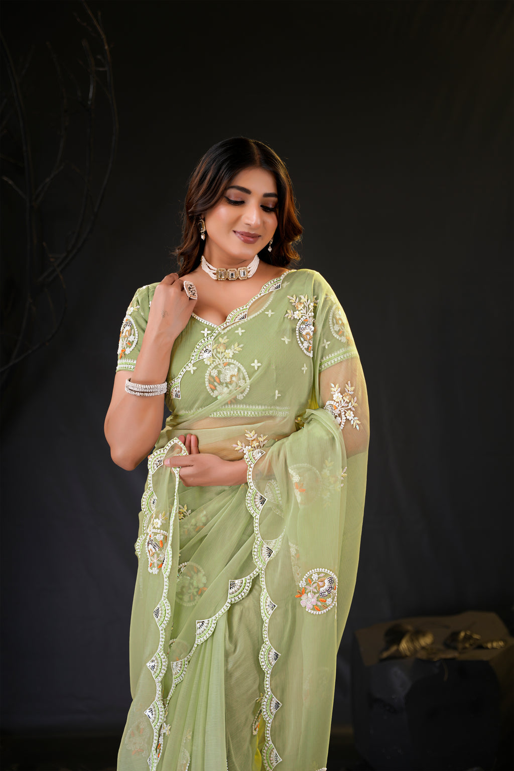 Araya — Embroidered Chiffon Saree
