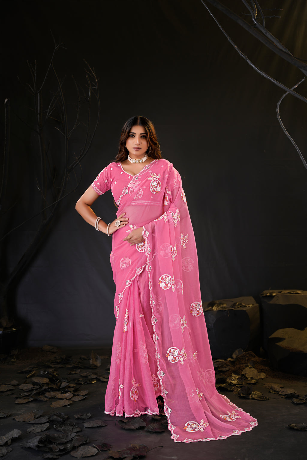 Araya — Embroidered Chiffon Saree
