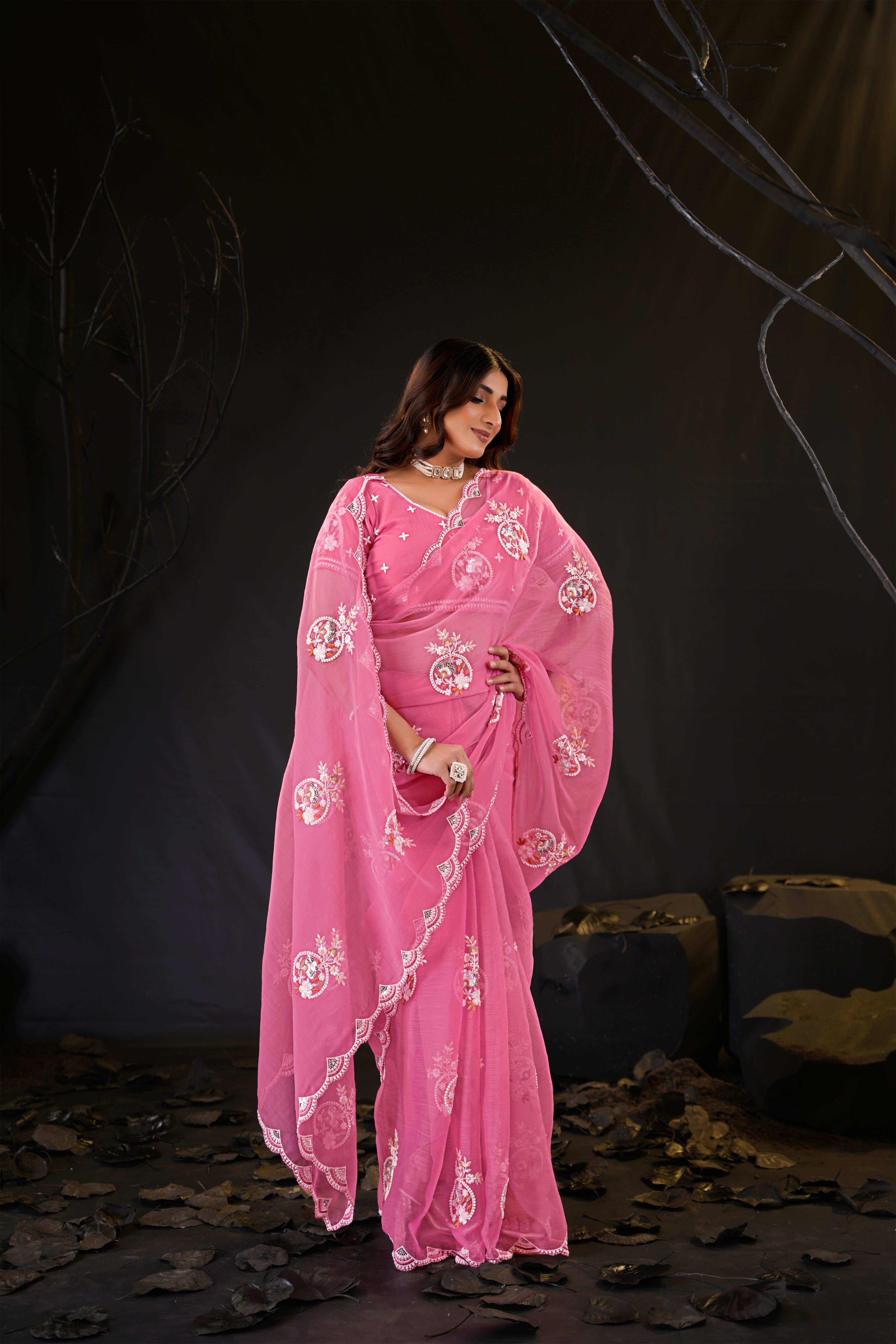 Araya — Embroidered Chiffon Saree