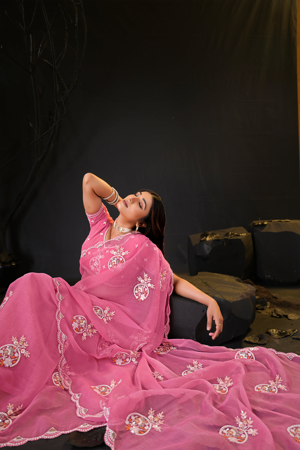 Araya — Embroidered Chiffon Saree
