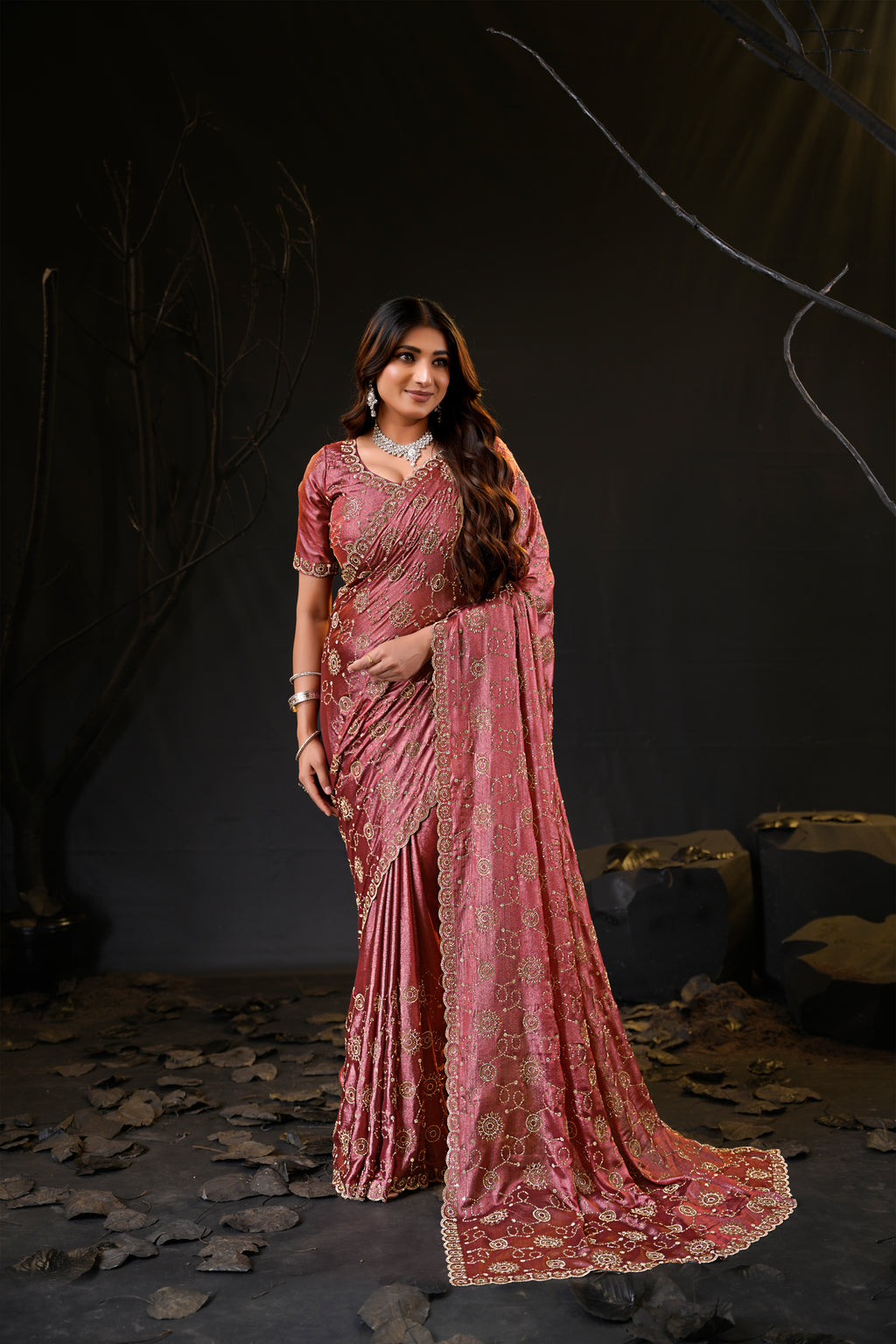 Falguni 2 Designer Saree | Premium Chiffon with Medallion Embroidery & Sirosky Work