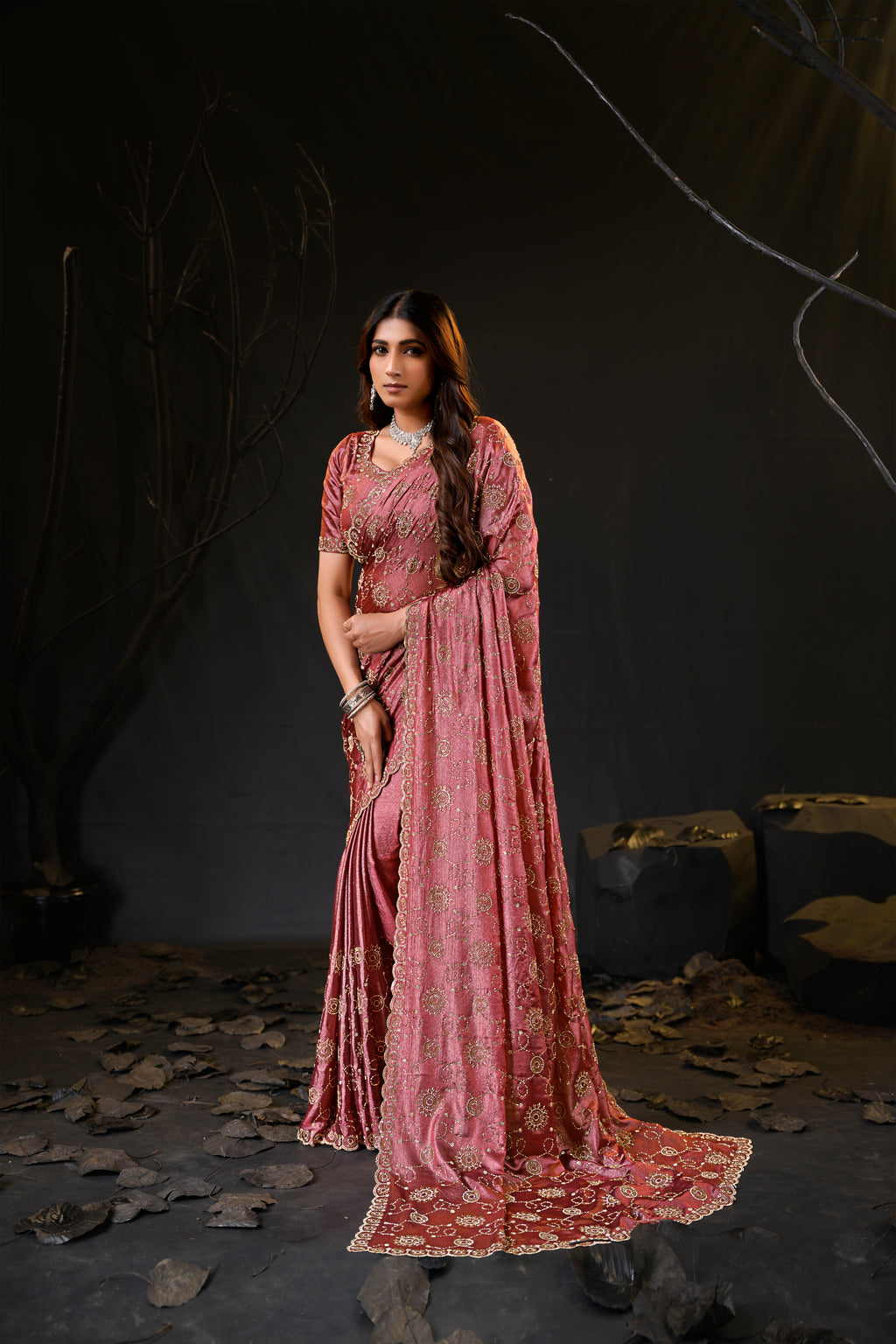 Falguni 2 Designer Saree | Premium Chiffon with Medallion Embroidery & Sirosky Work