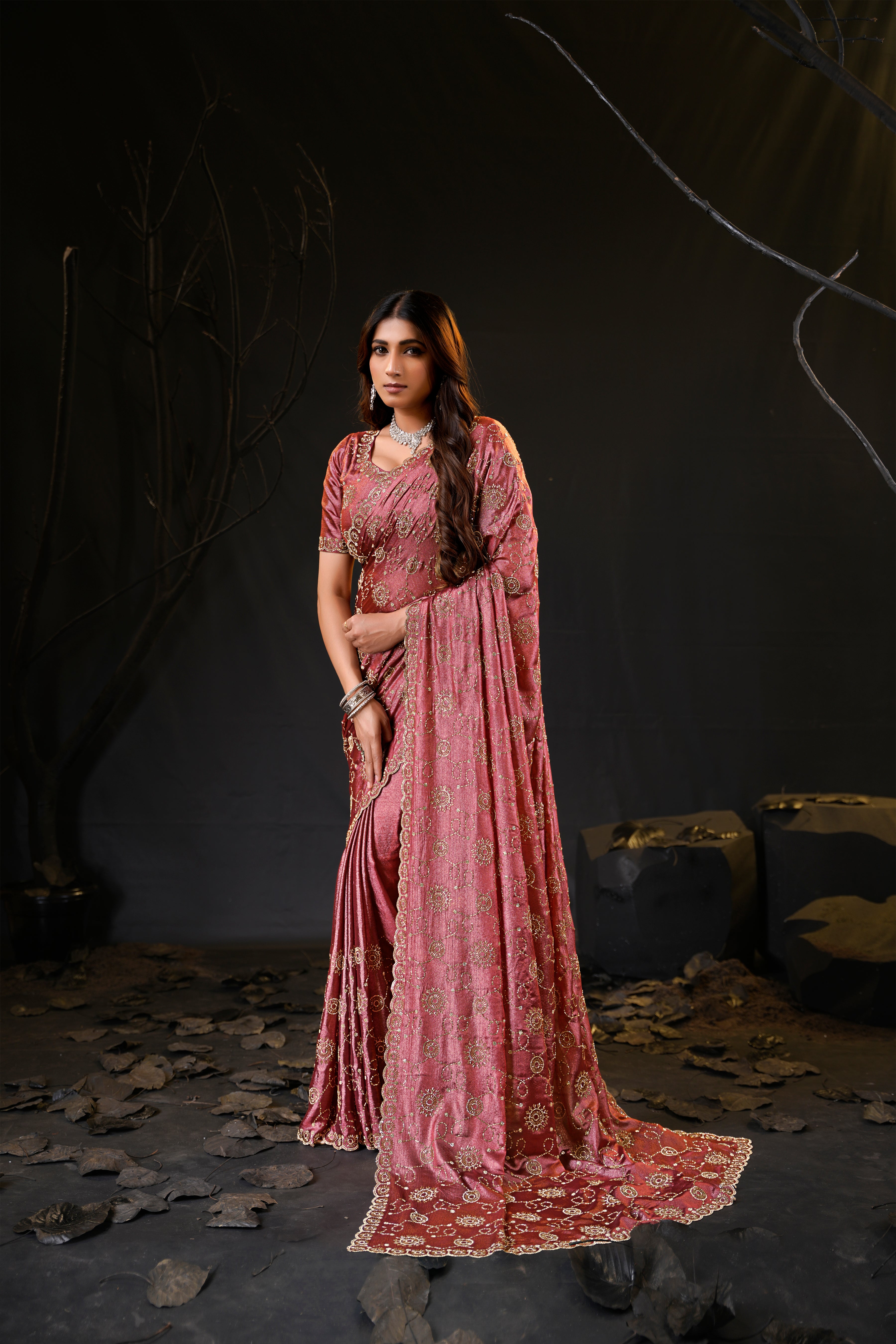 Falguni 2 Designer Saree | Premium Chiffon with Medallion Embroidery & Sirosky Work
