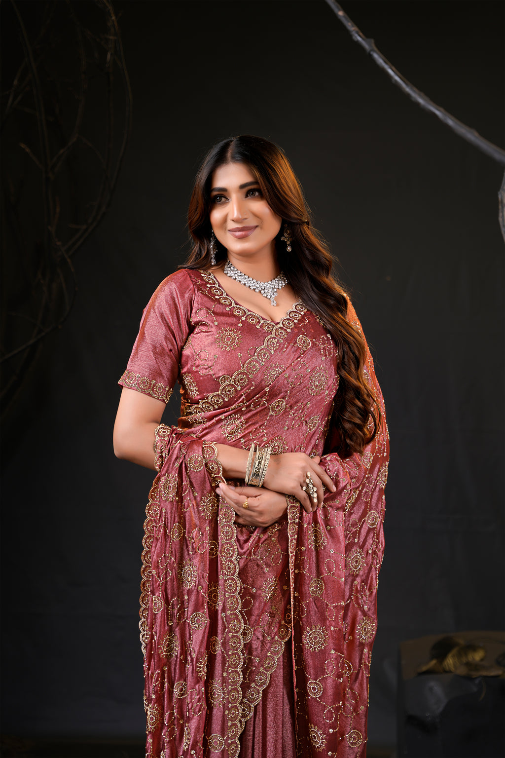 Falguni 2 Designer Saree | Premium Chiffon with Medallion Embroidery & Sirosky Work