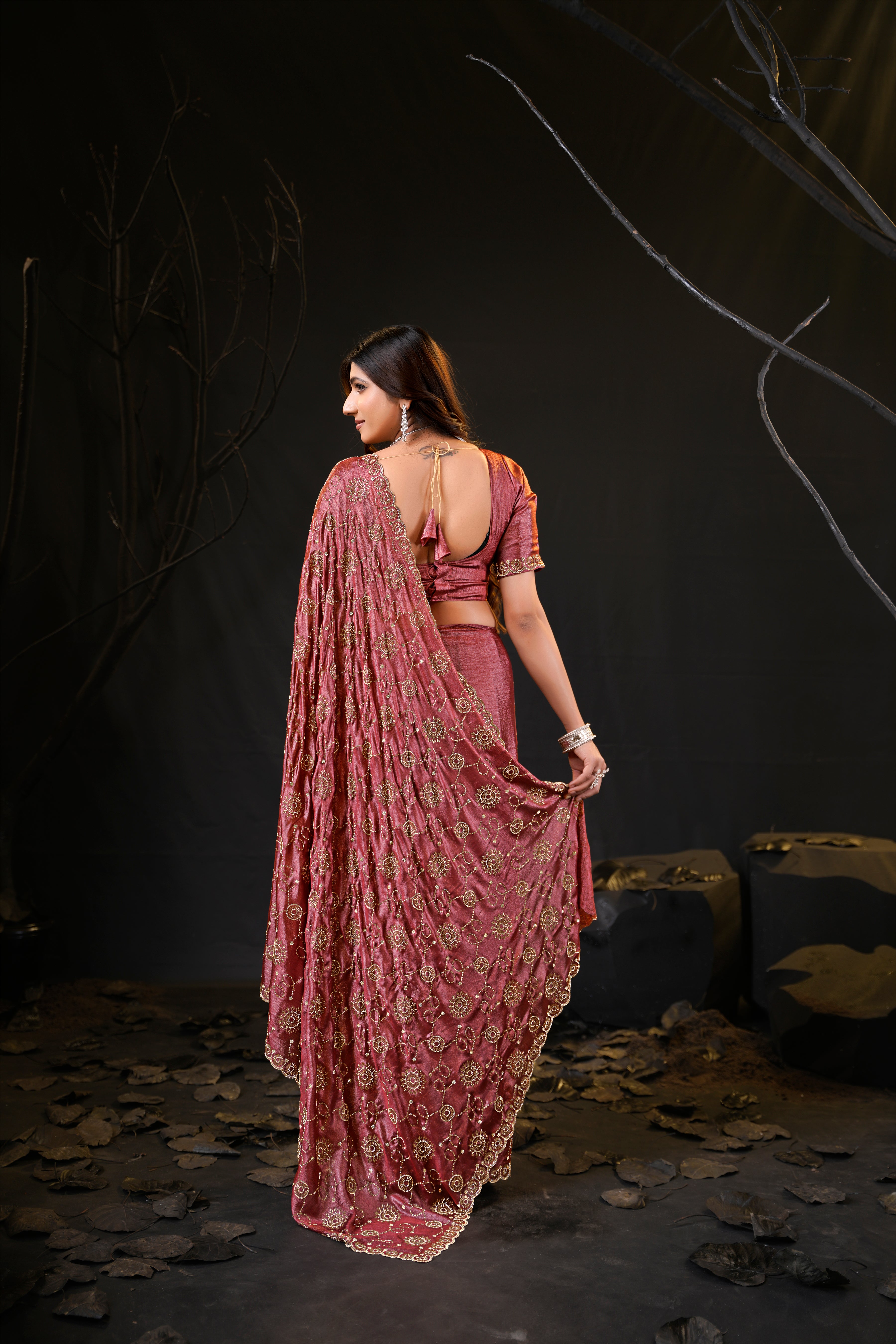 Falguni 2 Designer Saree | Premium Chiffon with Medallion Embroidery & Sirosky Work