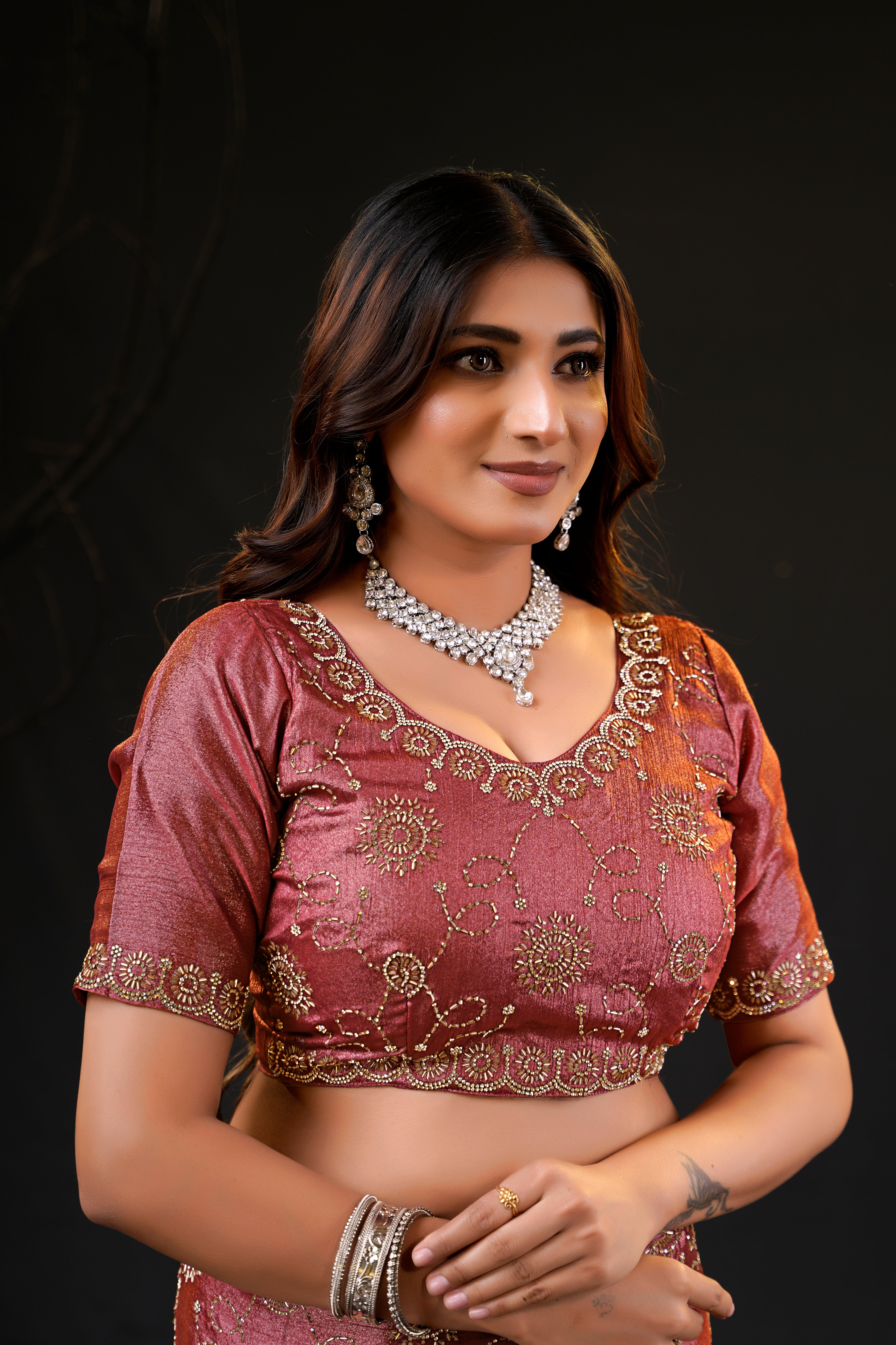 Falguni 2 Designer Saree | Premium Chiffon with Medallion Embroidery & Sirosky Work