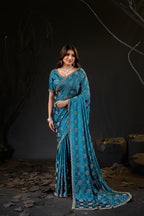 Falguni 2 Designer Saree | Premium Chiffon with Medallion Embroidery & Sirosky Work