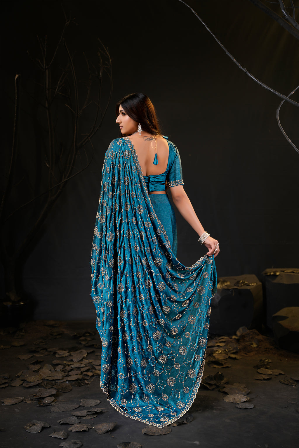 Falguni 2 Designer Saree | Premium Chiffon with Medallion Embroidery & Sirosky Work
