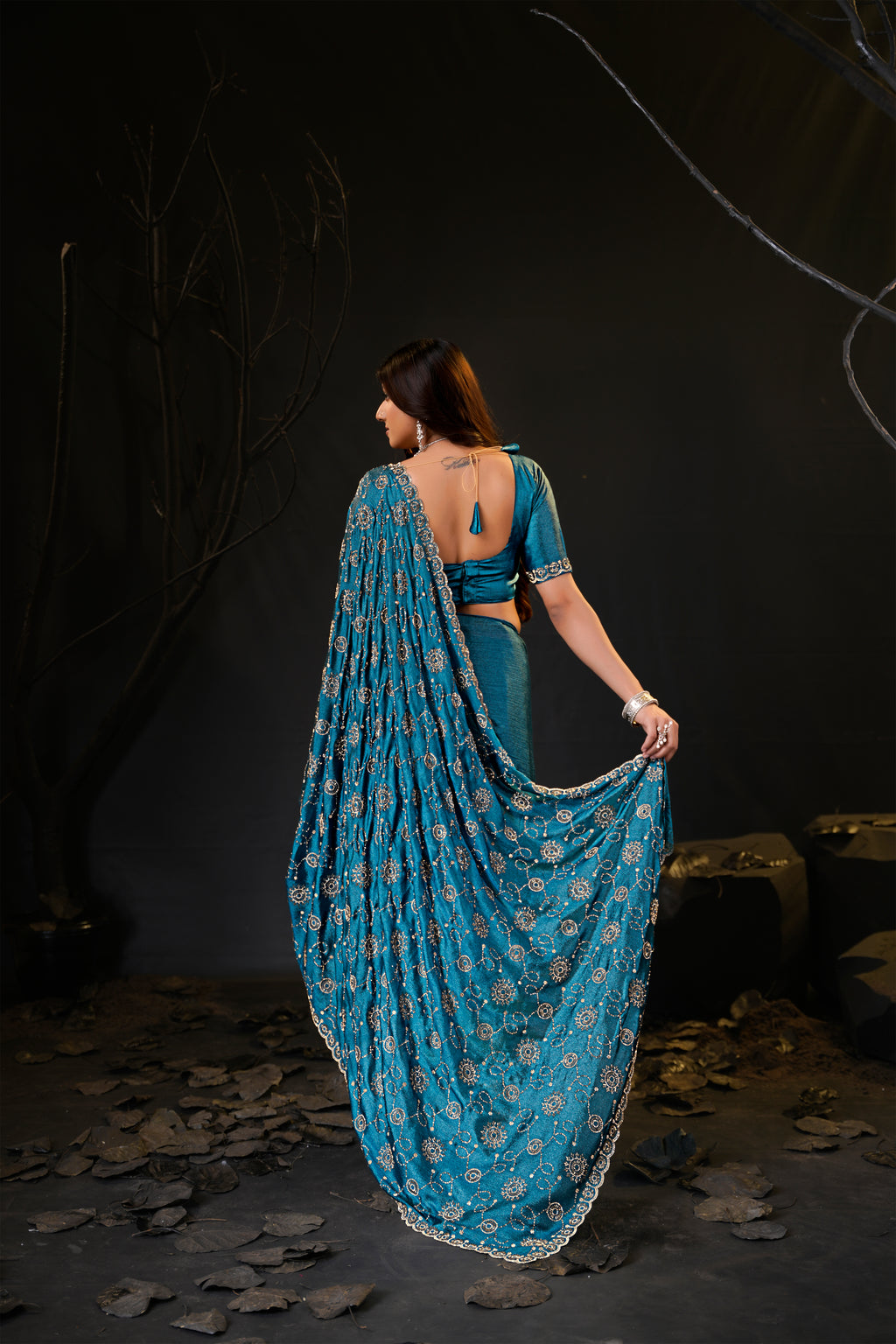 Falguni 2 Designer Saree | Premium Chiffon with Medallion Embroidery & Sirosky Work