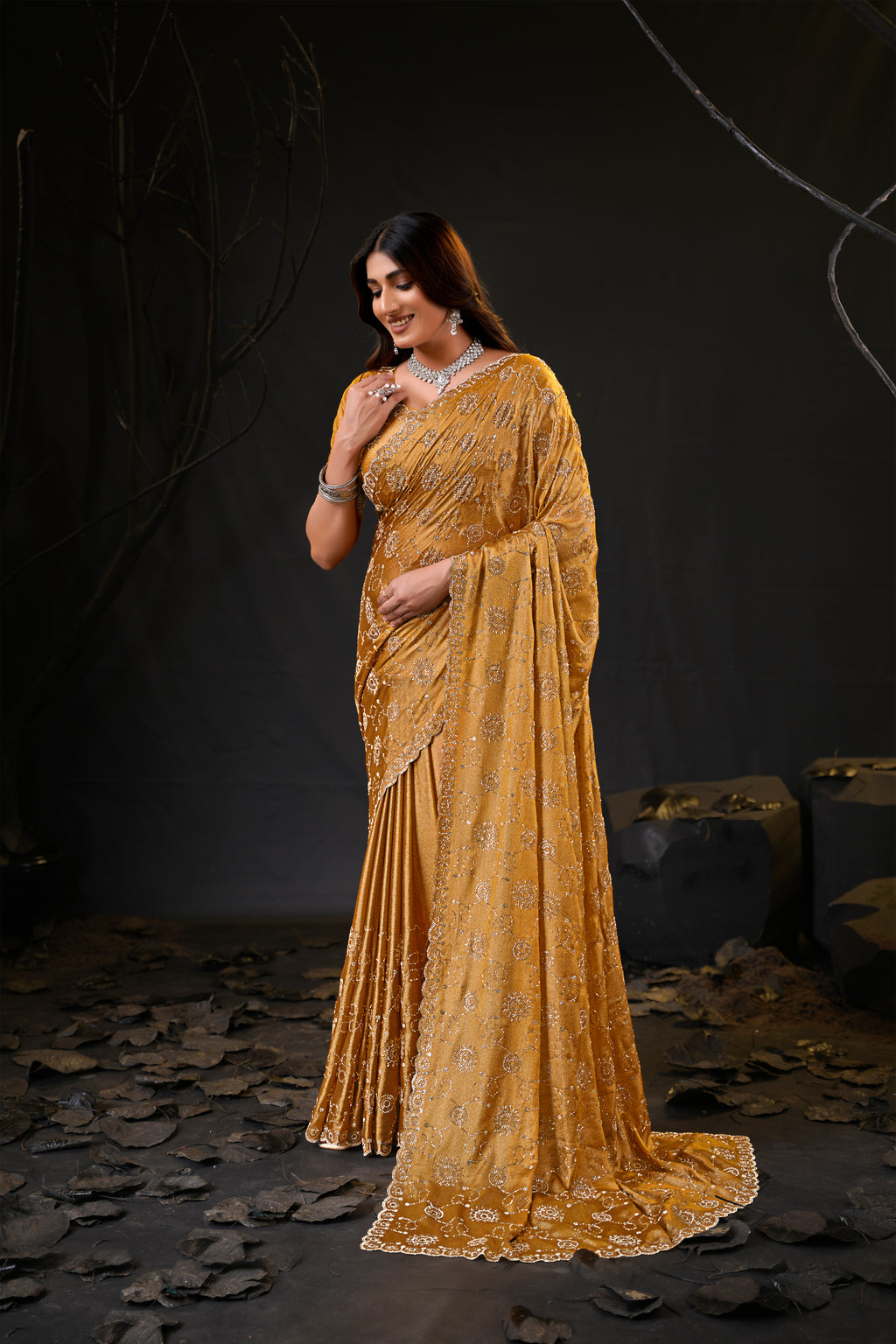 Falguni 2 Designer Saree | Premium Chiffon with Medallion Embroidery & Sirosky Work