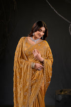 Falguni 2 Designer Saree | Premium Chiffon with Medallion Embroidery & Sirosky Work
